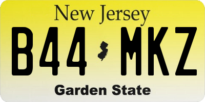 NJ license plate B44MKZ