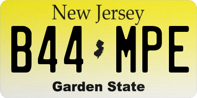 NJ license plate B44MPE