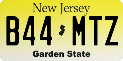 NJ license plate B44MTZ