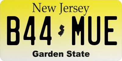 NJ license plate B44MUE