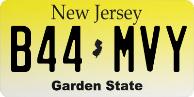 NJ license plate B44MVY