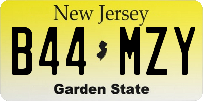 NJ license plate B44MZY