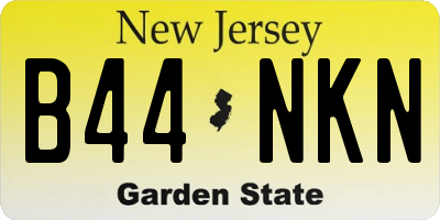 NJ license plate B44NKN