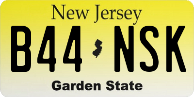 NJ license plate B44NSK