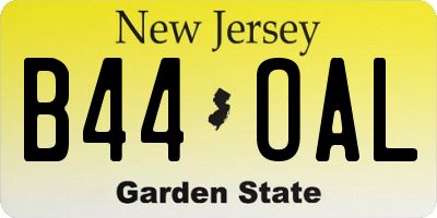 NJ license plate B44OAL