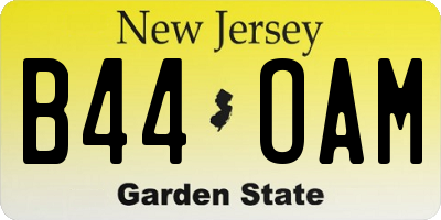 NJ license plate B44OAM