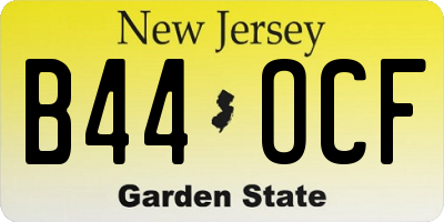 NJ license plate B44OCF