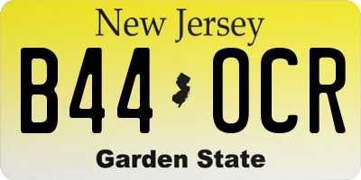 NJ license plate B44OCR