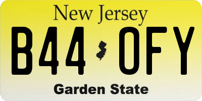 NJ license plate B44OFY