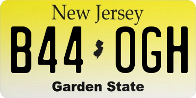 NJ license plate B44OGH