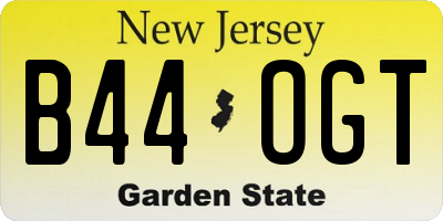NJ license plate B44OGT