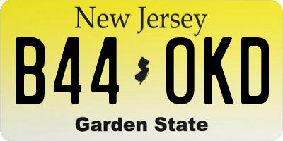 NJ license plate B44OKD