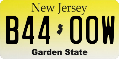 NJ license plate B44OOW