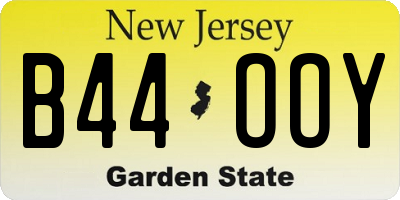 NJ license plate B44OOY