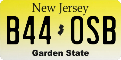 NJ license plate B44OSB