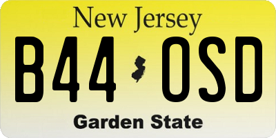 NJ license plate B44OSD