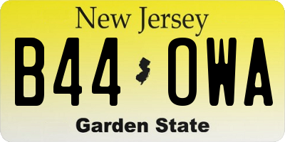 NJ license plate B44OWA