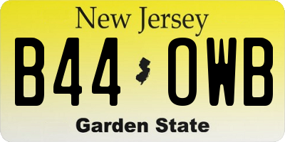 NJ license plate B44OWB