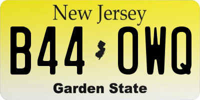 NJ license plate B44OWQ