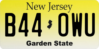 NJ license plate B44OWU