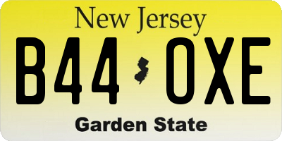 NJ license plate B44OXE