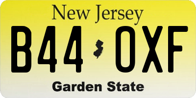 NJ license plate B44OXF
