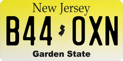 NJ license plate B44OXN