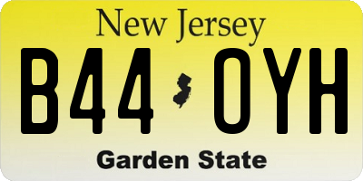 NJ license plate B44OYH