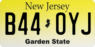 NJ license plate B44OYJ
