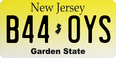 NJ license plate B44OYS