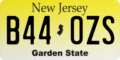 NJ license plate B44OZS