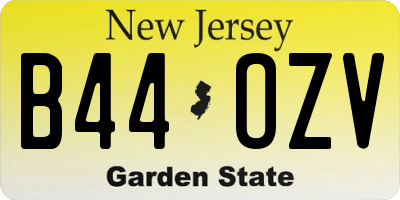 NJ license plate B44OZV