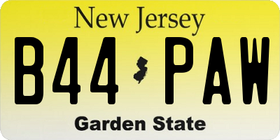 NJ license plate B44PAW