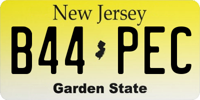 NJ license plate B44PEC