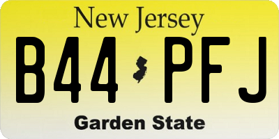 NJ license plate B44PFJ