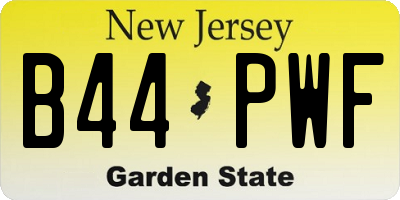 NJ license plate B44PWF