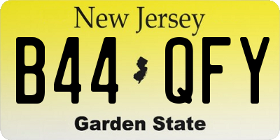 NJ license plate B44QFY