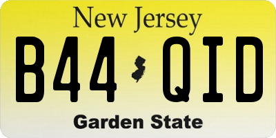 NJ license plate B44QID