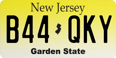 NJ license plate B44QKY