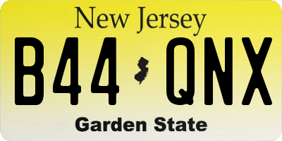 NJ license plate B44QNX