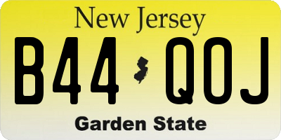 NJ license plate B44QOJ