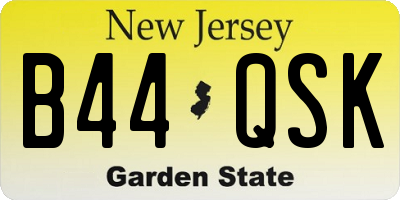 NJ license plate B44QSK