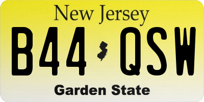 NJ license plate B44QSW