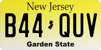 NJ license plate B44QUV