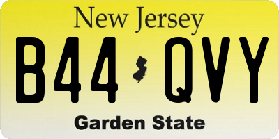 NJ license plate B44QVY