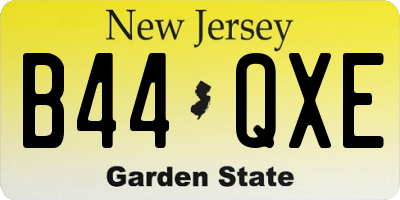 NJ license plate B44QXE