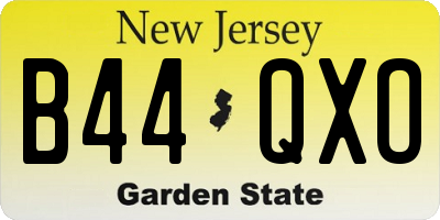 NJ license plate B44QXO