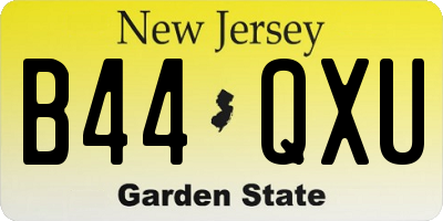 NJ license plate B44QXU