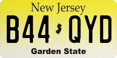 NJ license plate B44QYD