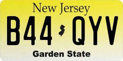 NJ license plate B44QYV